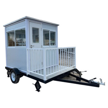 6.5x6.5 ft trailer guard shack with ac & heating – 6.5x6.5 ft mobile booth exterior view | portable security booth with AC and heating | professional guard shack for outdoor access control