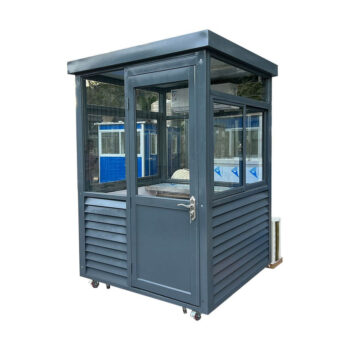 5x5 ft galvanized guard shack with ac & heating – 5x5 ft with wheels exterior view | portable security booth with AC and heating | professional guard shack for outdoor access control