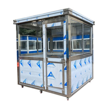 5x5 ft stainless steel guard shack with ac – 5x5 ft security booth exterior view | portable security booth with AC and heating | professional guard shack for outdoor access control