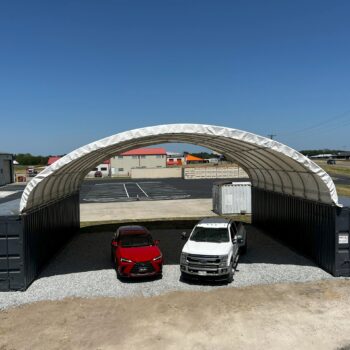 Shipping container canopy structure for sale in Huntsville, Alabama